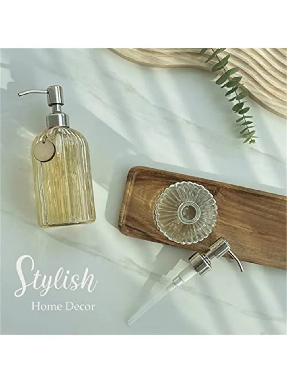 2PACK 18 Oz Glass Soap Dispenser with Rust Proof Stainless Steel Pump